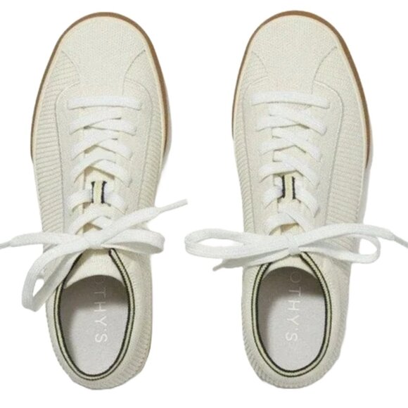 Rothy's the Lace Up Sneaker in Vanilla Ivory, Size 8 - Picture 1 of 15
